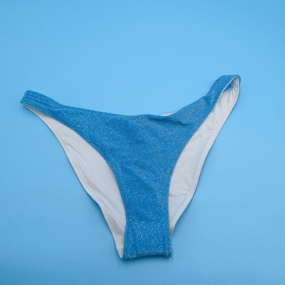 Victoria's Secret PINK Bikini Bottom Womens Large Blue Metallic Shimmer Nylon
